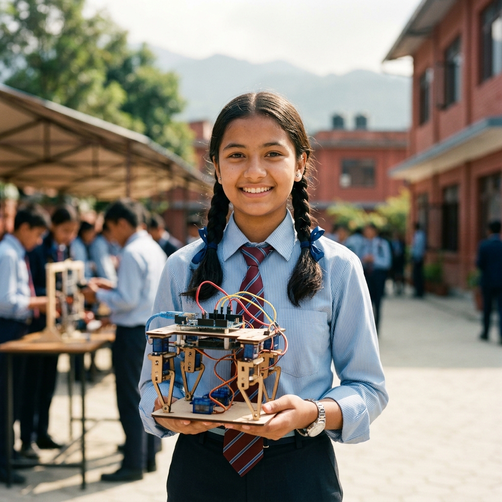 Student holding engineering project